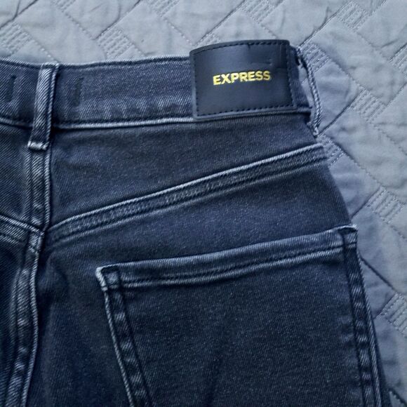 Express Jeans Womens 2S Black Skinny Súper High Rise Button Fly Dark Denim - Picture 11 of 12